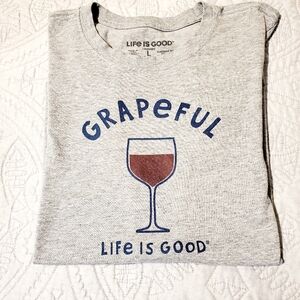 LIFE IS GOOD Crusher Gray Grapeful Tee, Size L ladies, Great